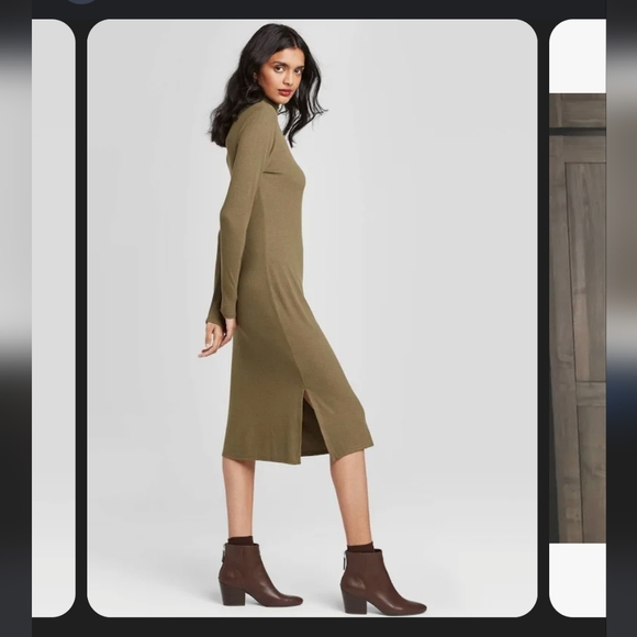 Ribbed Turtleneck Midi Dress - Picture 3 of 10